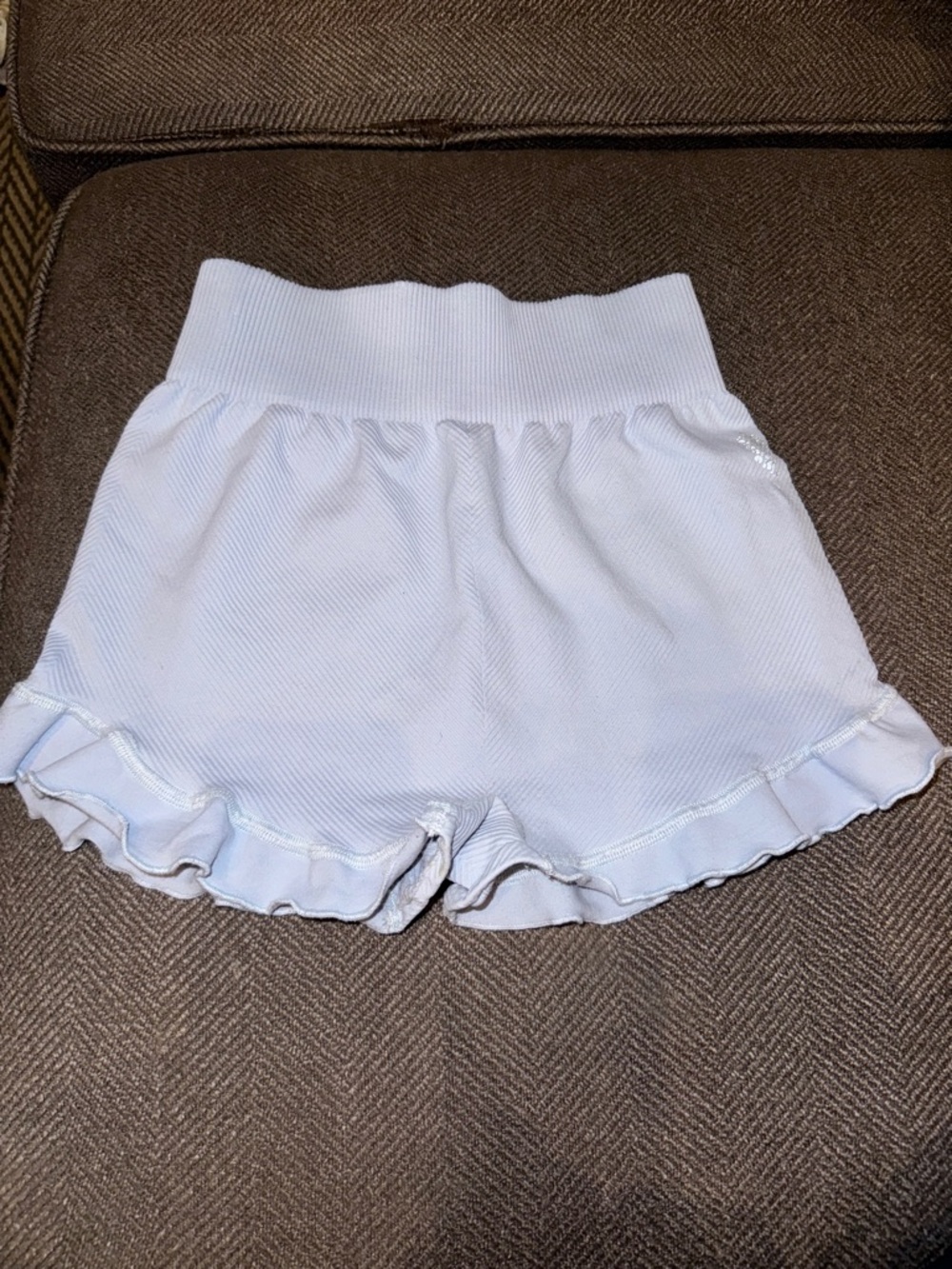 Free People White Ruffle Hem Athletic Shorts